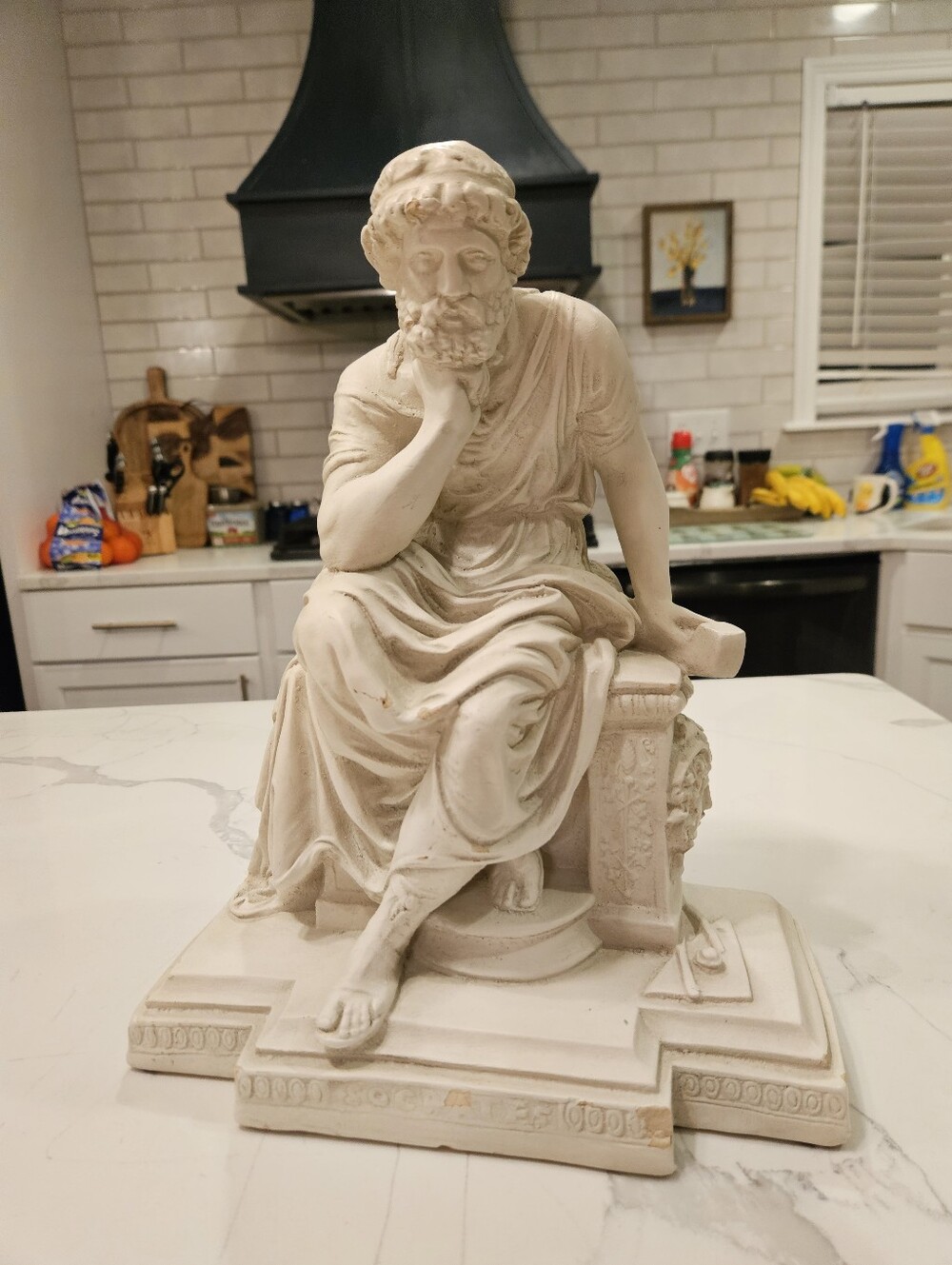 Vtg MCM 70's Greek Mythology Large Seated Socrates Philosopher Plaster Sculpture